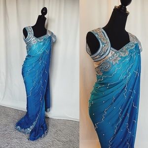 Cerulean Blue Shaded Saree